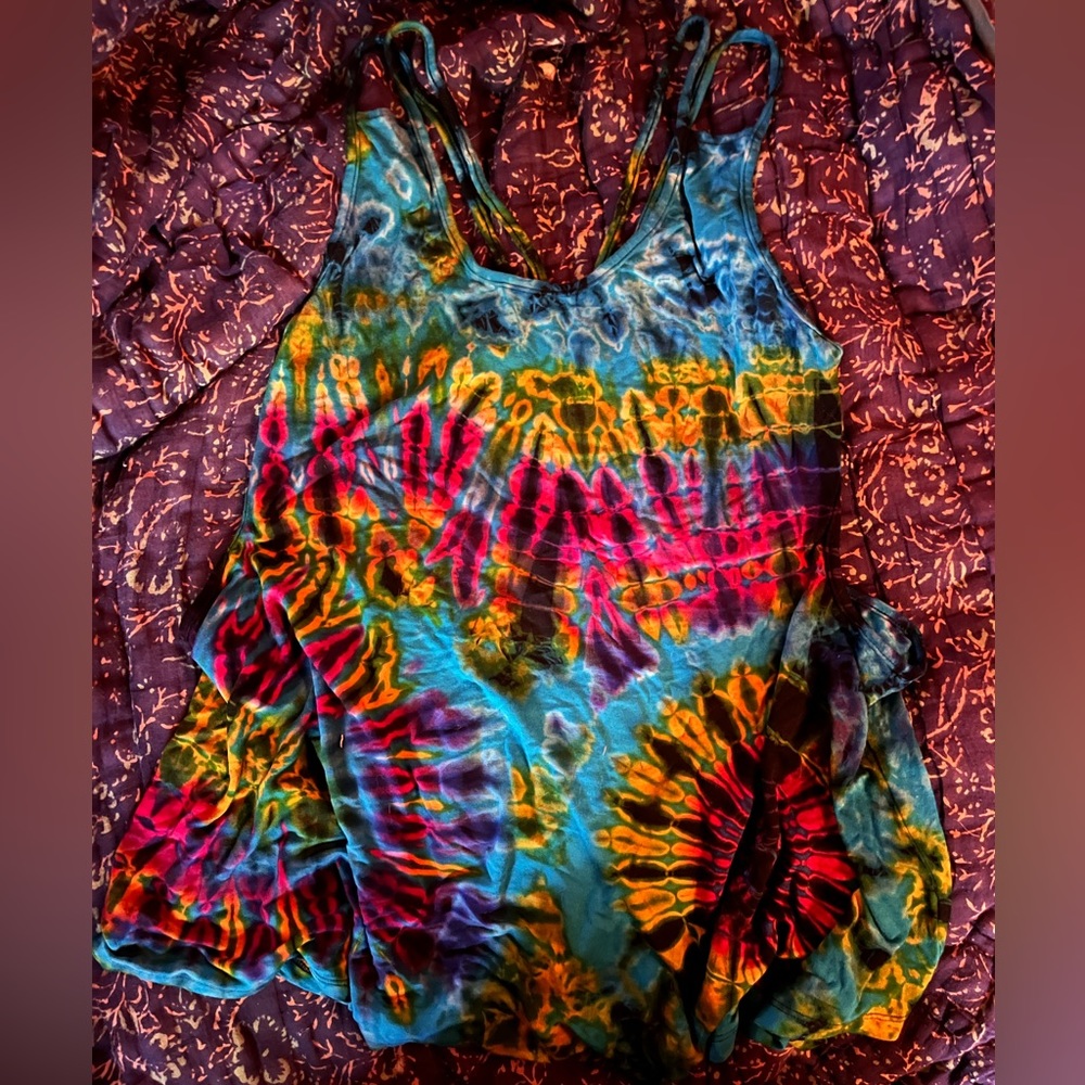 Jayli Imports Racer Cage Back Tie Dye Tank Top